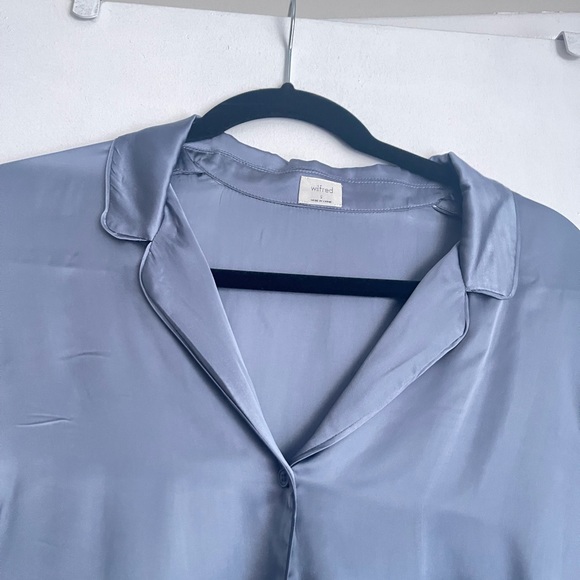 BRAND NEW Wilfred Tie Front Blouse - Granite Blue ARITZIA - Picture 6 of 9